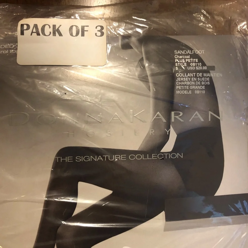 NWT $60 Donna Karan – Luxe Opaques Pantyhose - Charcoal - Plus Petite-Pack of 3!